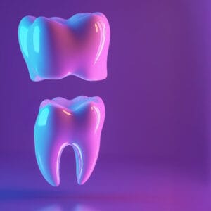 A damaged tooth getting covered or replaced by an artificial tooth or set of teeth